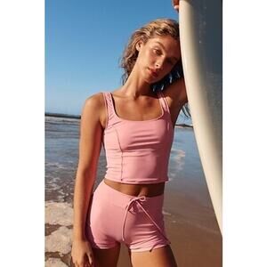 NEW Free People x Seea Maisie UPF Square Neck Princess Seam Rose Surf Tank XS